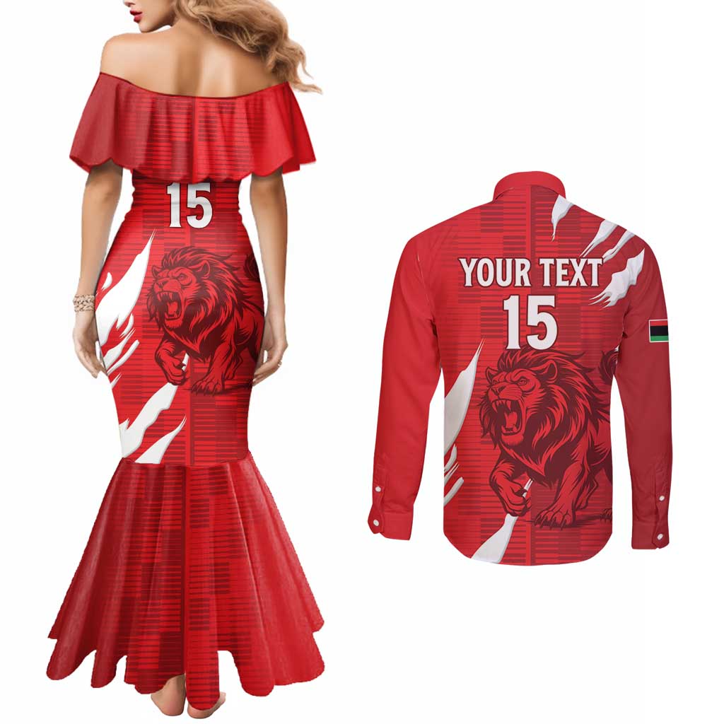 Custom Libya Football Couples Matching Mermaid Dress and Long Sleeve Button Shirt Forza Libya