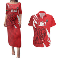 Custom Libya Football Couples Matching Puletasi and Hawaiian Shirt Forza Libya
