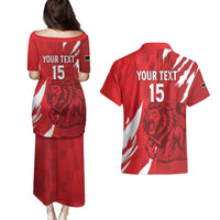 Custom Libya Football Couples Matching Puletasi and Hawaiian Shirt Forza Libya