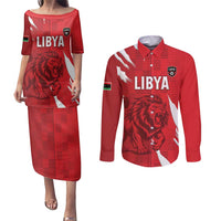 Custom Libya Football Couples Matching Puletasi and Long Sleeve Button Shirt Forza Libya