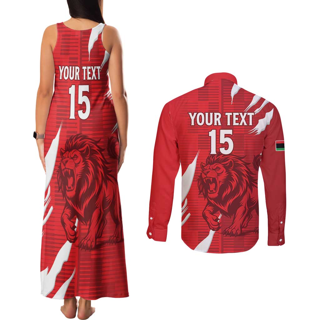 Custom Libya Football Couples Matching Tank Maxi Dress and Long Sleeve Button Shirt Forza Libya