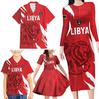 Custom Libya Football Family Matching Long Sleeve Bodycon Dress and Hawaiian Shirt Forza Libya