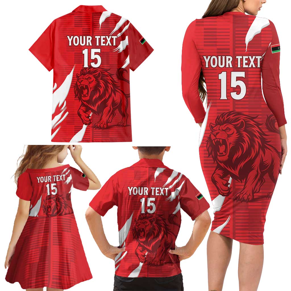 Custom Libya Football Family Matching Long Sleeve Bodycon Dress and Hawaiian Shirt Forza Libya