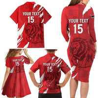 Custom Libya Football Family Matching Long Sleeve Bodycon Dress and Hawaiian Shirt Forza Libya