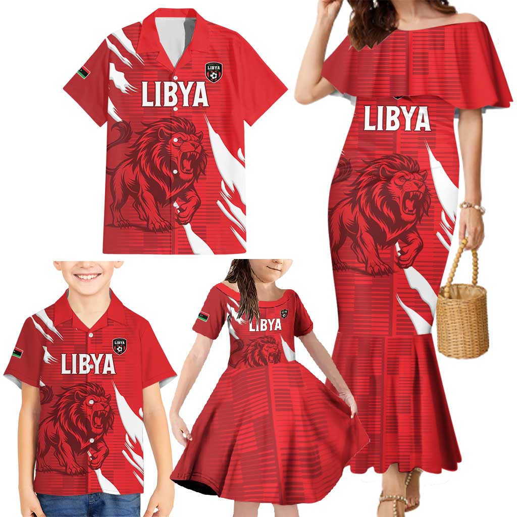 Custom Libya Football Family Matching Mermaid Dress and Hawaiian Shirt Forza Libya