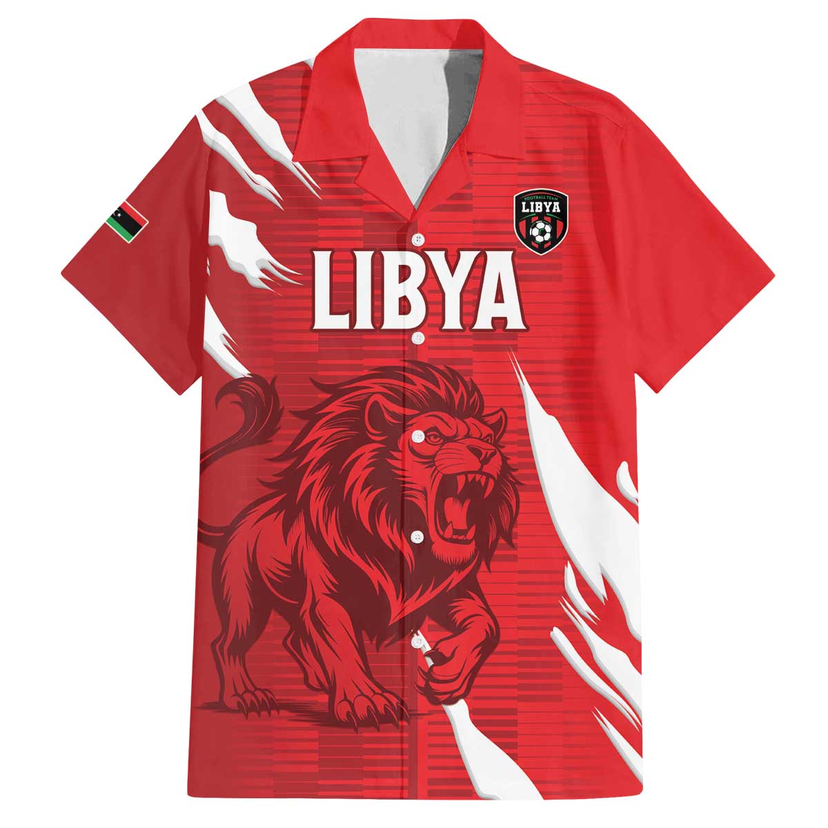 Custom Libya Football Family Matching Off The Shoulder Long Sleeve Dress and Hawaiian Shirt Forza Libya