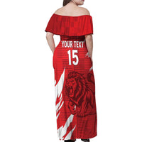 Custom Libya Football Family Matching Off Shoulder Maxi Dress and Hawaiian Shirt Forza Libya