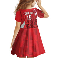 Custom Libya Football Family Matching Off Shoulder Short Dress and Hawaiian Shirt Forza Libya