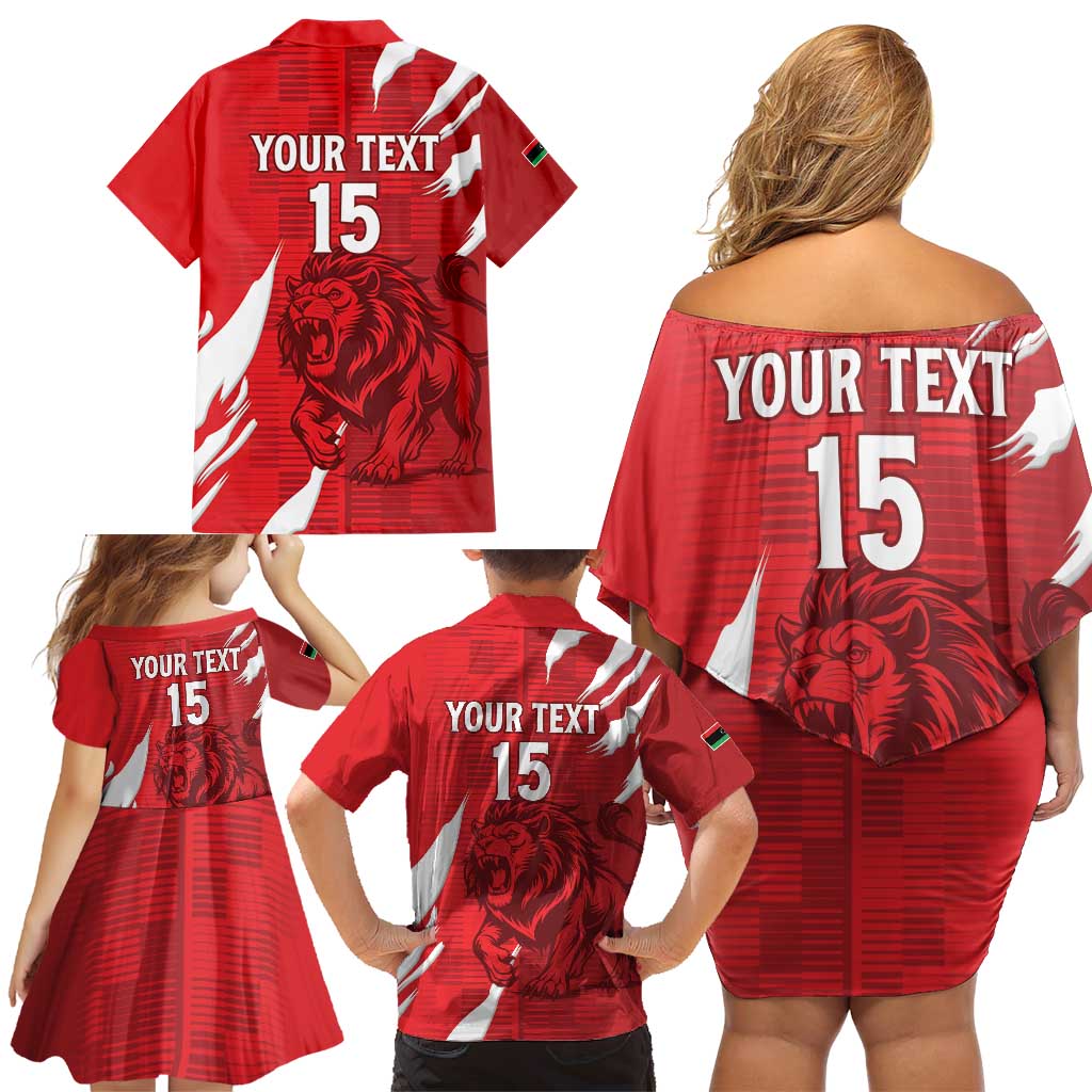 Custom Libya Football Family Matching Off Shoulder Short Dress and Hawaiian Shirt Forza Libya
