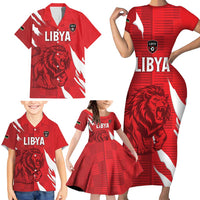 Custom Libya Football Family Matching Short Sleeve Bodycon Dress and Hawaiian Shirt Forza Libya
