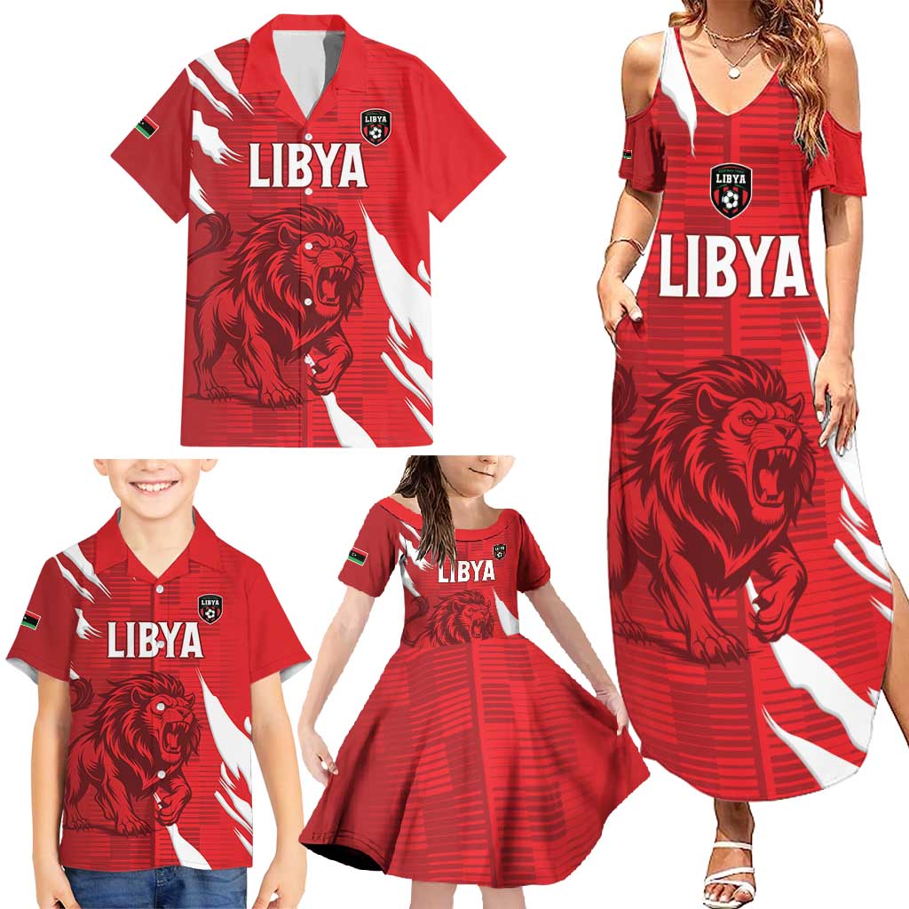 Custom Libya Football Family Matching Summer Maxi Dress and Hawaiian Shirt Forza Libya