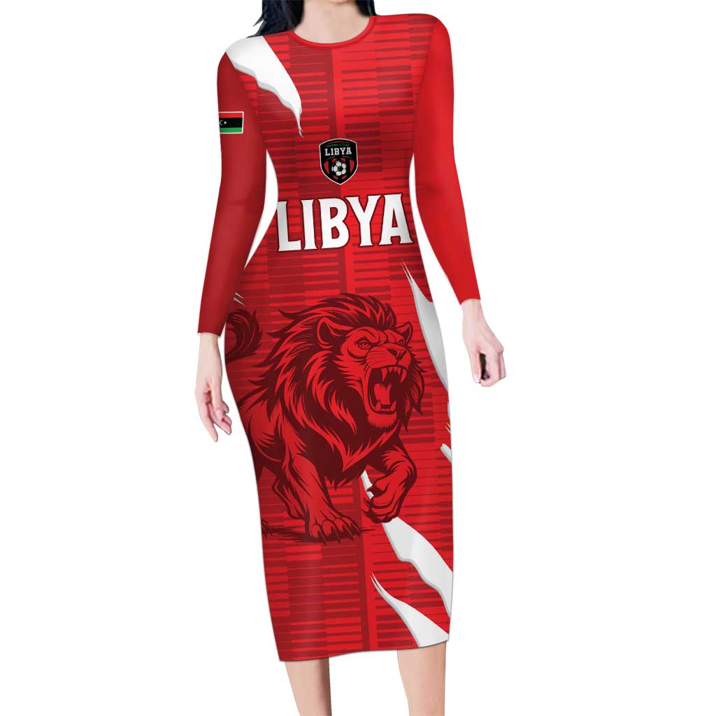 Custom Libya Football Long Sleeve Bodycon Dress Forza Libya