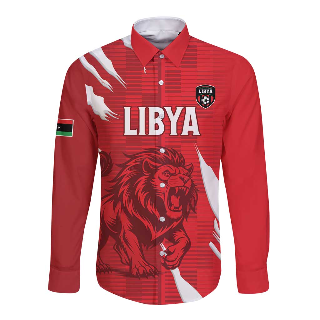 Custom Libya Football Long Sleeve Button Shirt Forza Libya
