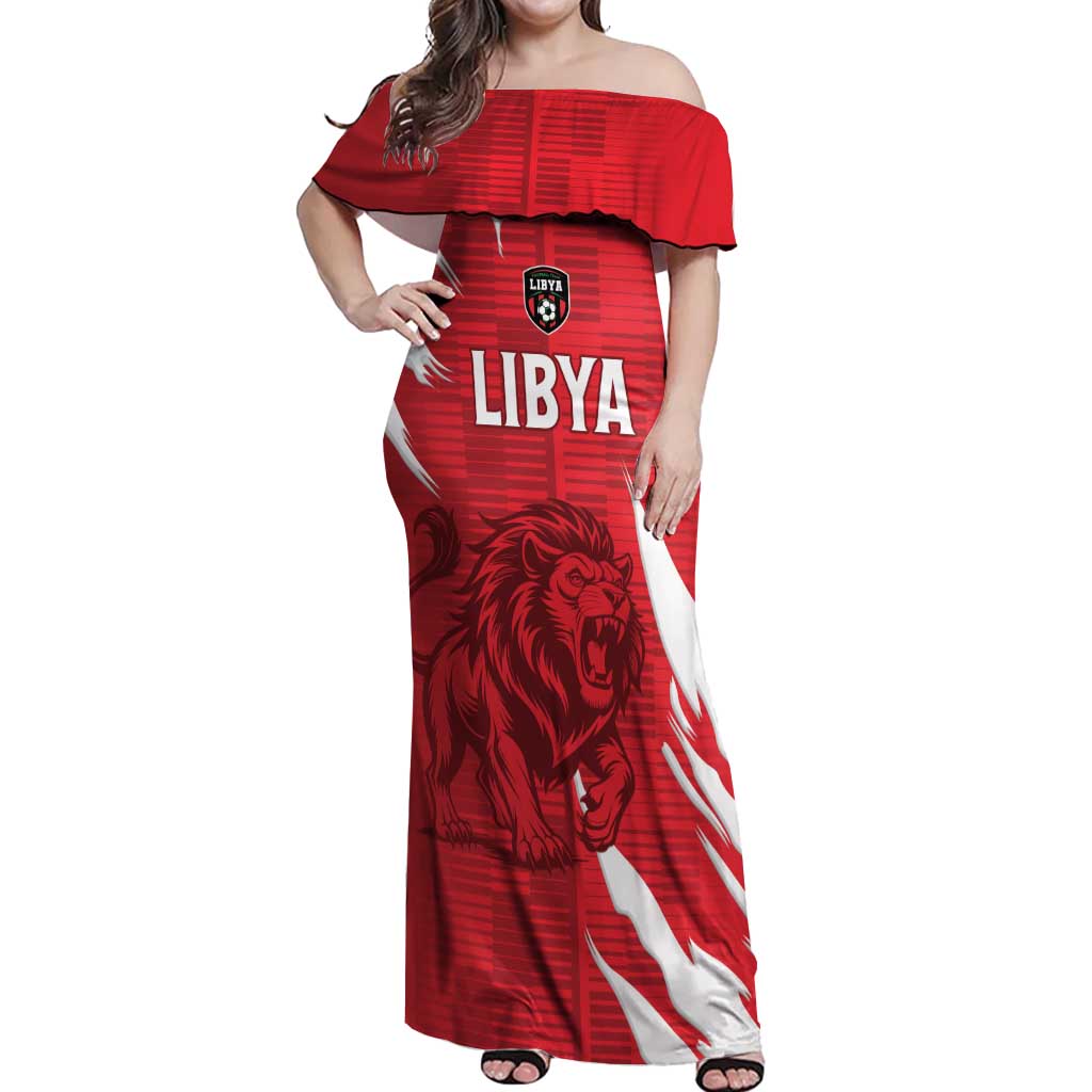 Custom Libya Football Off Shoulder Maxi Dress Forza Libya