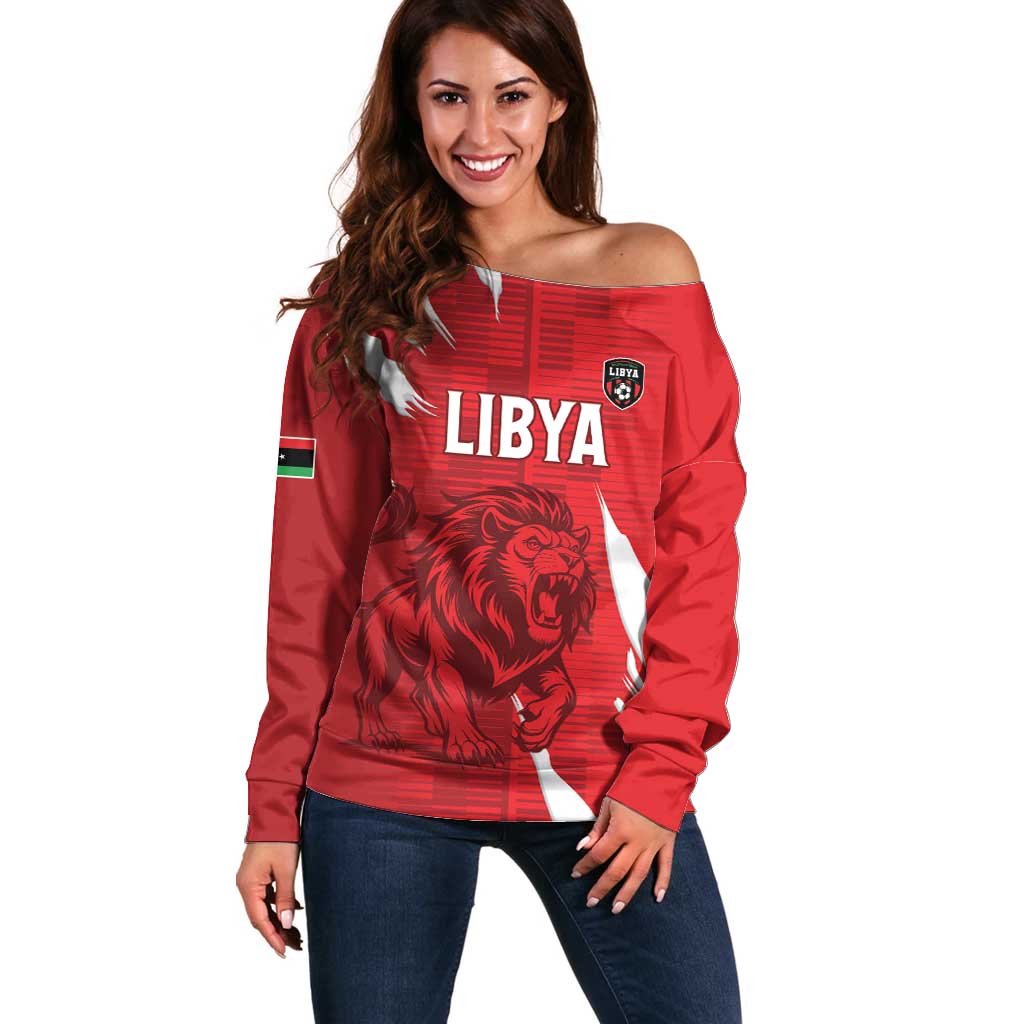 Custom Libya Football Off Shoulder Sweater Forza Libya