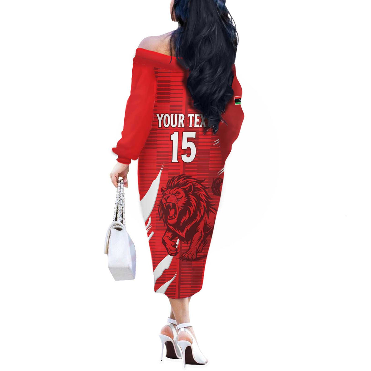Custom Libya Football Off The Shoulder Long Sleeve Dress Forza Libya