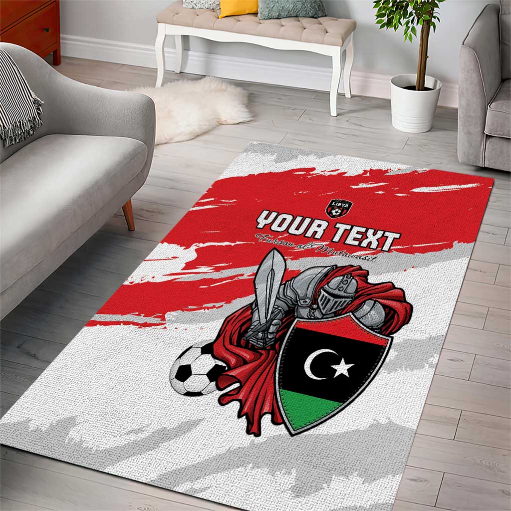 Custom Libya Football Area Rug Yalla Fursan Al-Mutawasit