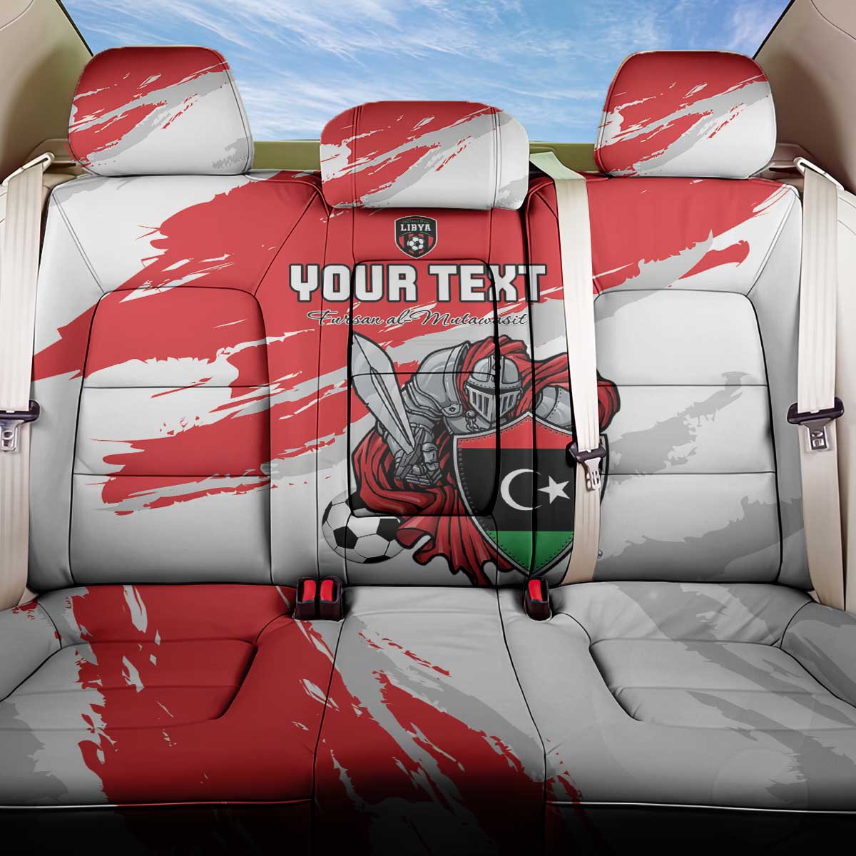Custom Libya Football Back Car Seat Cover Yalla Fursan Al-Mutawasit