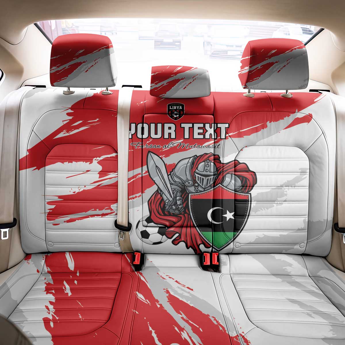Custom Libya Football Back Car Seat Cover Yalla Fursan Al-Mutawasit
