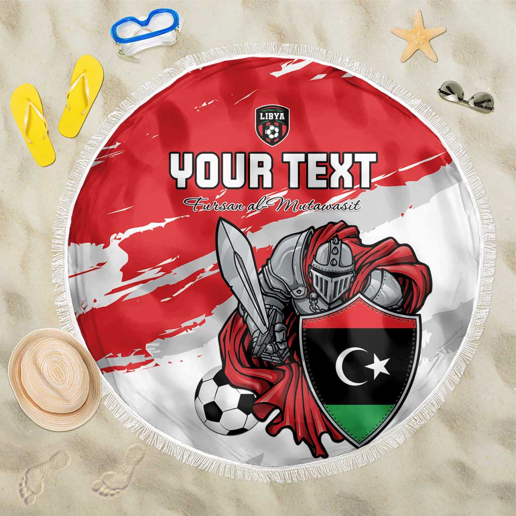 Custom Libya Football Beach Blanket Yalla Fursan Al-Mutawasit
