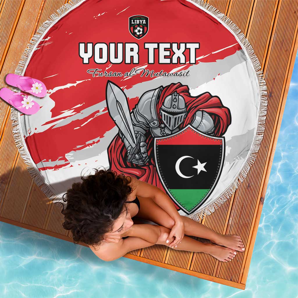 Custom Libya Football Beach Blanket Yalla Fursan Al-Mutawasit