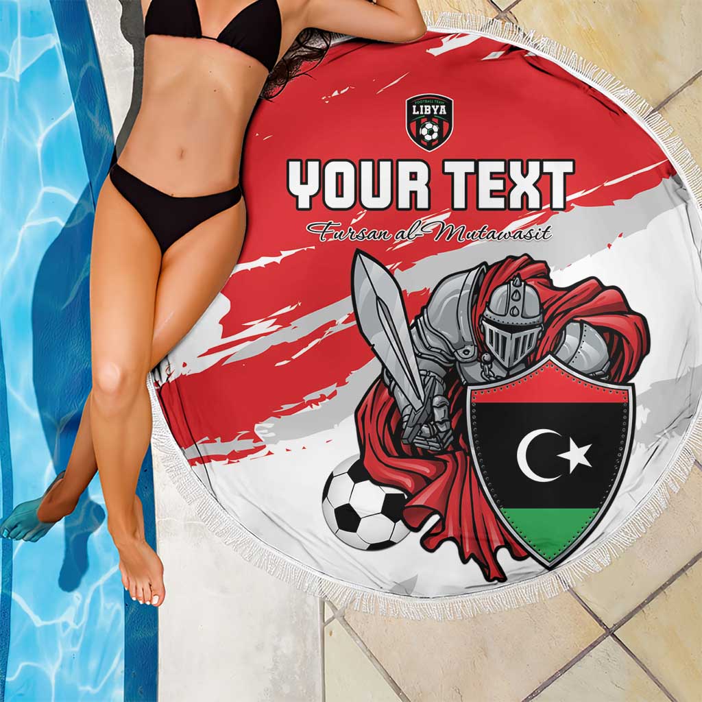 Custom Libya Football Beach Blanket Yalla Fursan Al-Mutawasit