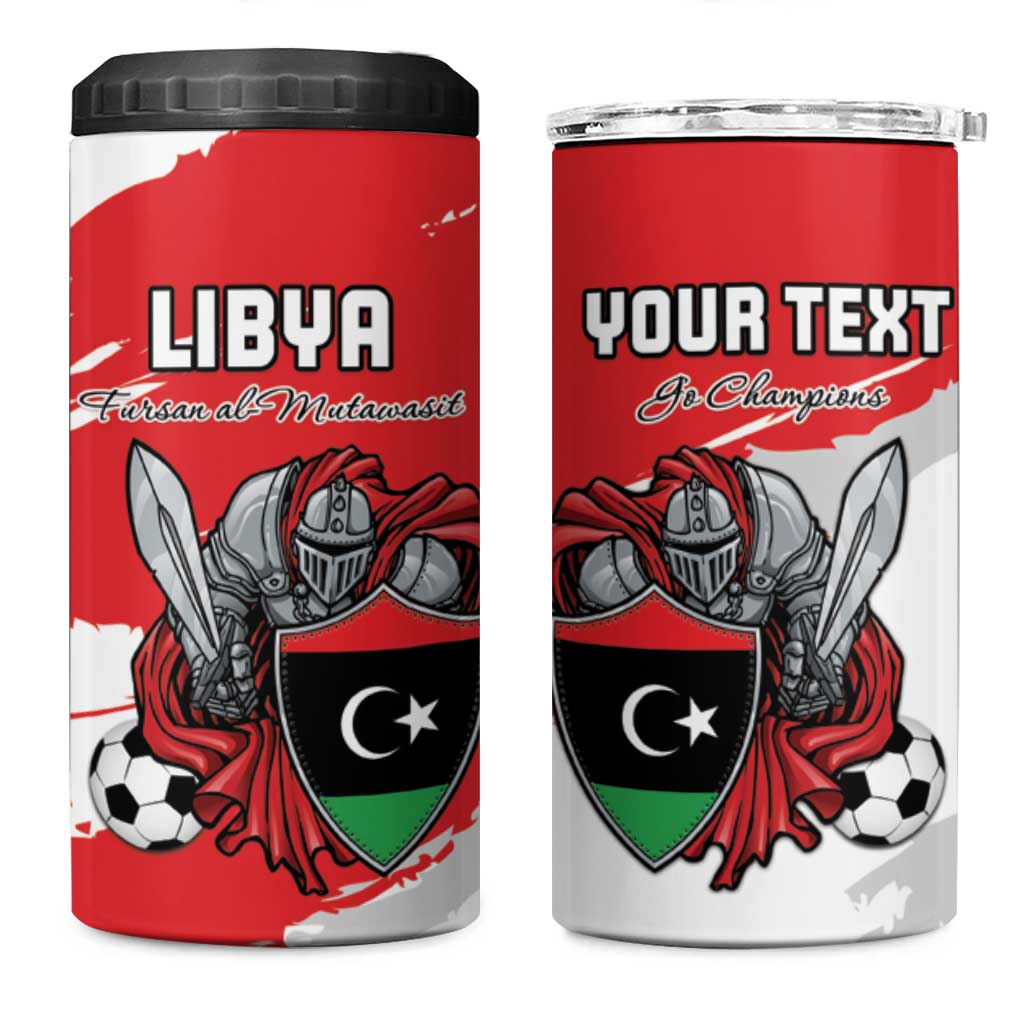 Custom Libya Football 4 in 1 Can Cooler Tumbler Yalla Fursan Al-Mutawasit