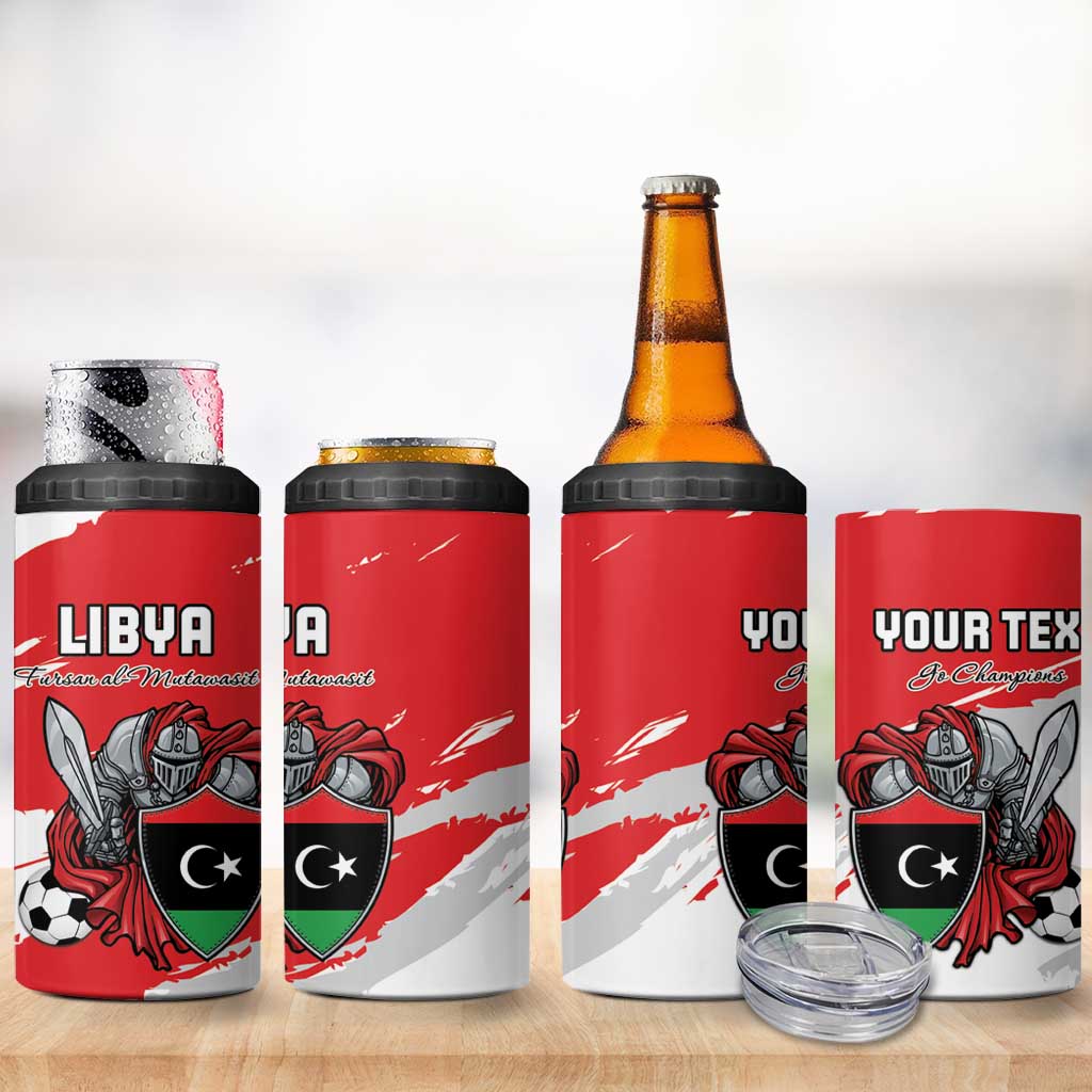 Custom Libya Football 4 in 1 Can Cooler Tumbler Yalla Fursan Al-Mutawasit