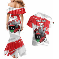 Custom Libya Football Couples Matching Mermaid Dress and Hawaiian Shirt Yalla Fursan Al-Mutawasit