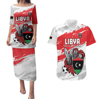 Custom Libya Football Couples Matching Puletasi and Hawaiian Shirt Yalla Fursan Al-Mutawasit