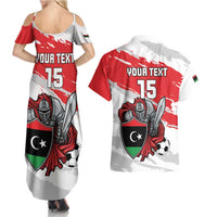Custom Libya Football Couples Matching Summer Maxi Dress and Hawaiian Shirt Yalla Fursan Al-Mutawasit