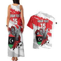 Custom Libya Football Couples Matching Tank Maxi Dress and Hawaiian Shirt Yalla Fursan Al-Mutawasit