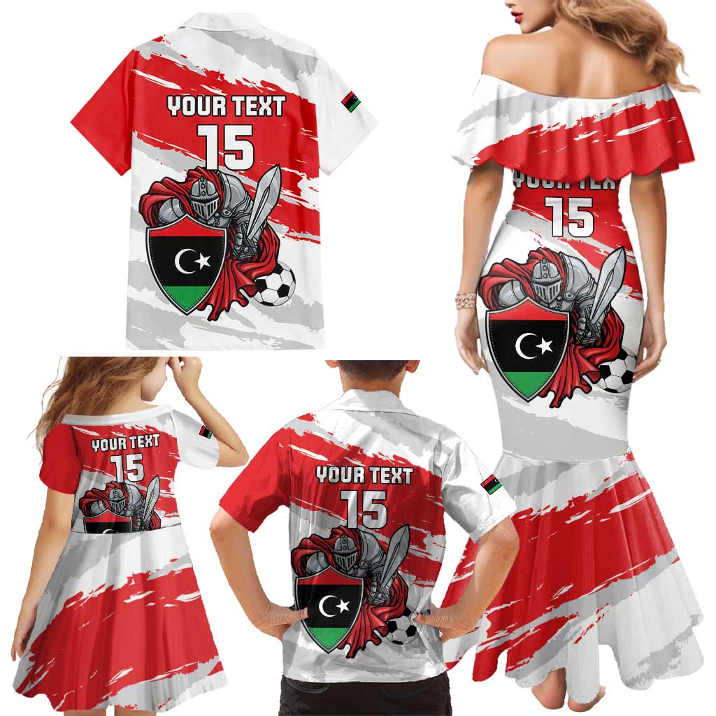 Custom Libya Football Family Matching Mermaid Dress and Hawaiian Shirt Yalla Fursan Al-Mutawasit