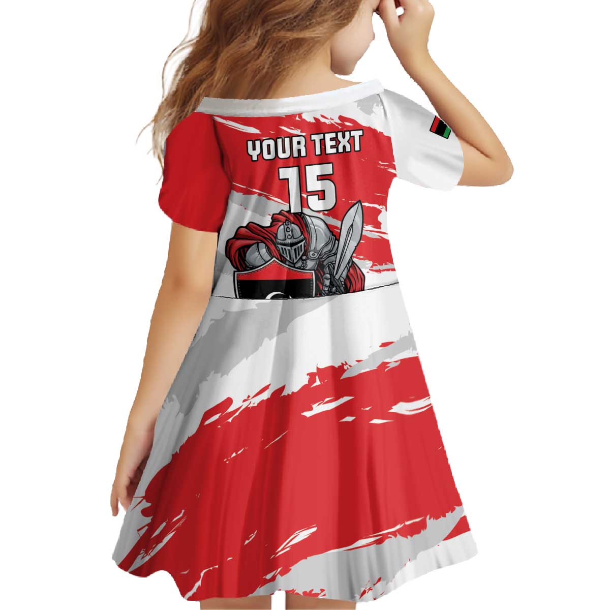 Custom Libya Football Family Matching Off The Shoulder Long Sleeve Dress and Hawaiian Shirt Yalla Fursan Al-Mutawasit