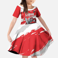 Custom Libya Football Family Matching Off Shoulder Maxi Dress and Hawaiian Shirt Yalla Fursan Al-Mutawasit