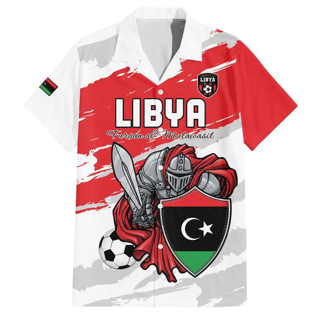 Custom Libya Football Family Matching Off Shoulder Maxi Dress and Hawaiian Shirt Yalla Fursan Al-Mutawasit