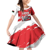 Custom Libya Football Family Matching Off Shoulder Short Dress and Hawaiian Shirt Yalla Fursan Al-Mutawasit