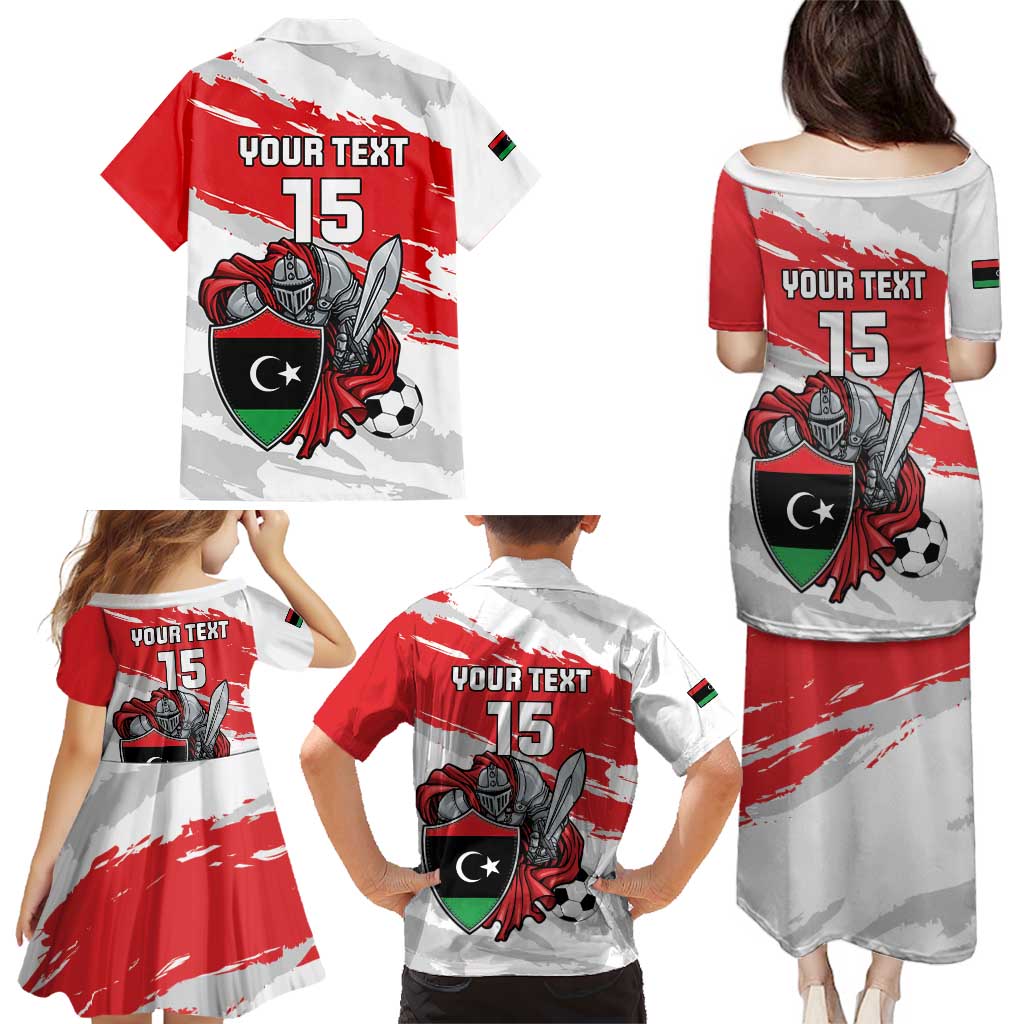 Custom Libya Football Family Matching Puletasi and Hawaiian Shirt Yalla Fursan Al-Mutawasit