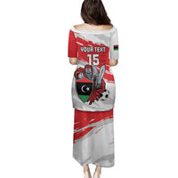 Custom Libya Football Family Matching Puletasi and Hawaiian Shirt Yalla Fursan Al-Mutawasit