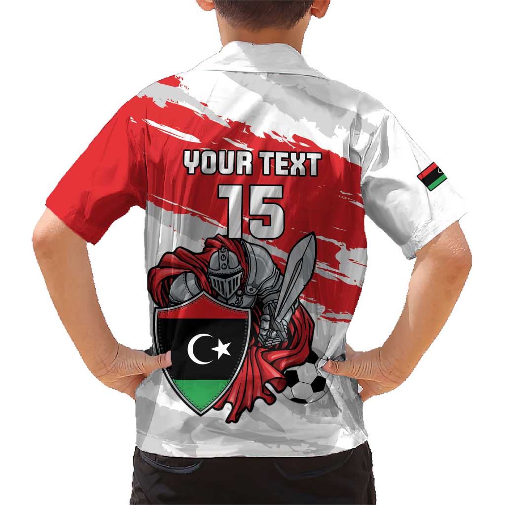 Custom Libya Football Family Matching Short Sleeve Bodycon Dress and Hawaiian Shirt Yalla Fursan Al-Mutawasit