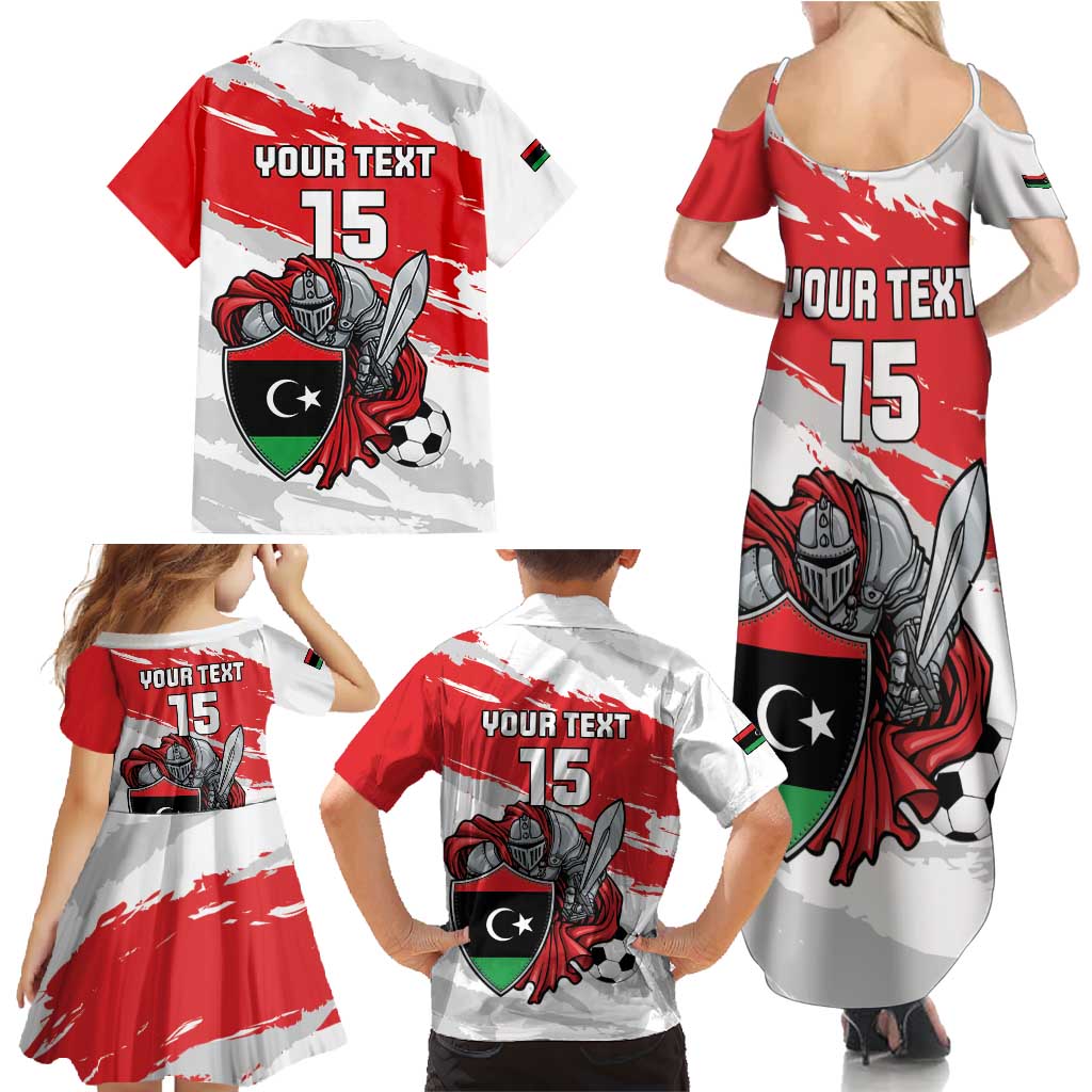 Custom Libya Football Family Matching Summer Maxi Dress and Hawaiian Shirt Yalla Fursan Al-Mutawasit