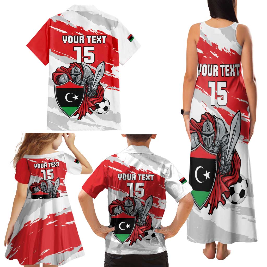 Custom Libya Football Family Matching Tank Maxi Dress and Hawaiian Shirt Yalla Fursan Al-Mutawasit
