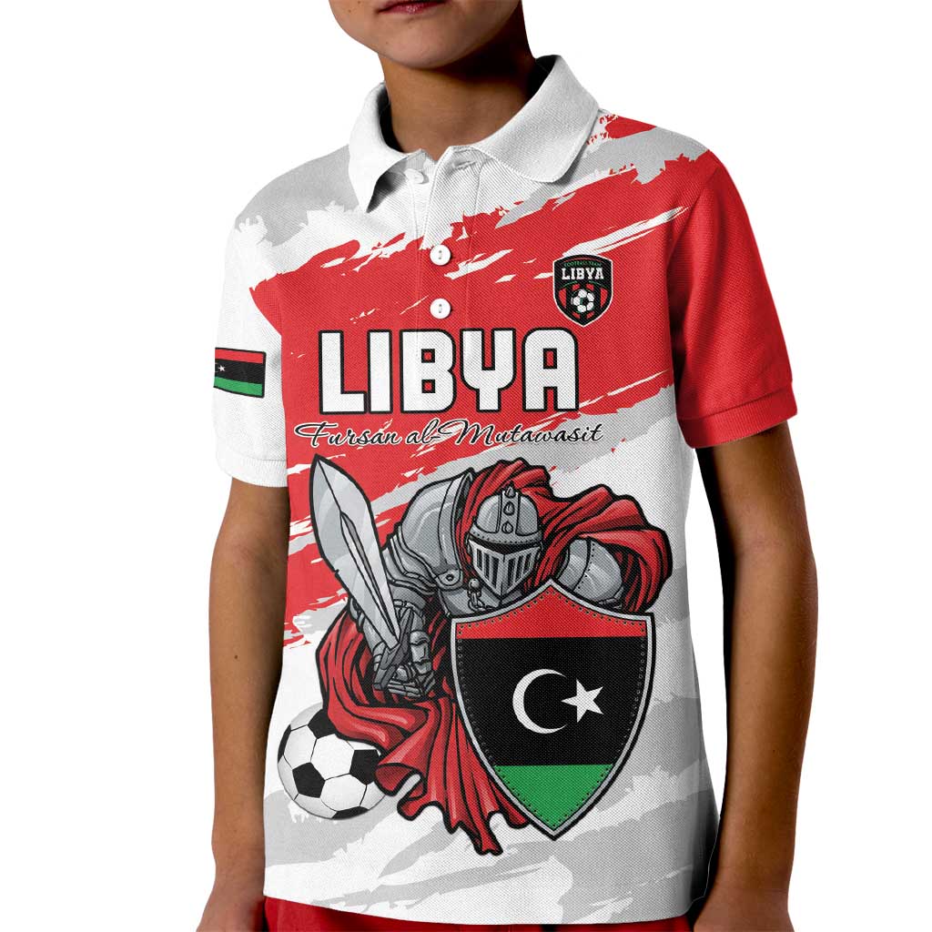 Custom Libya Football Kid Polo Shirt Yalla Fursan Al-Mutawasit