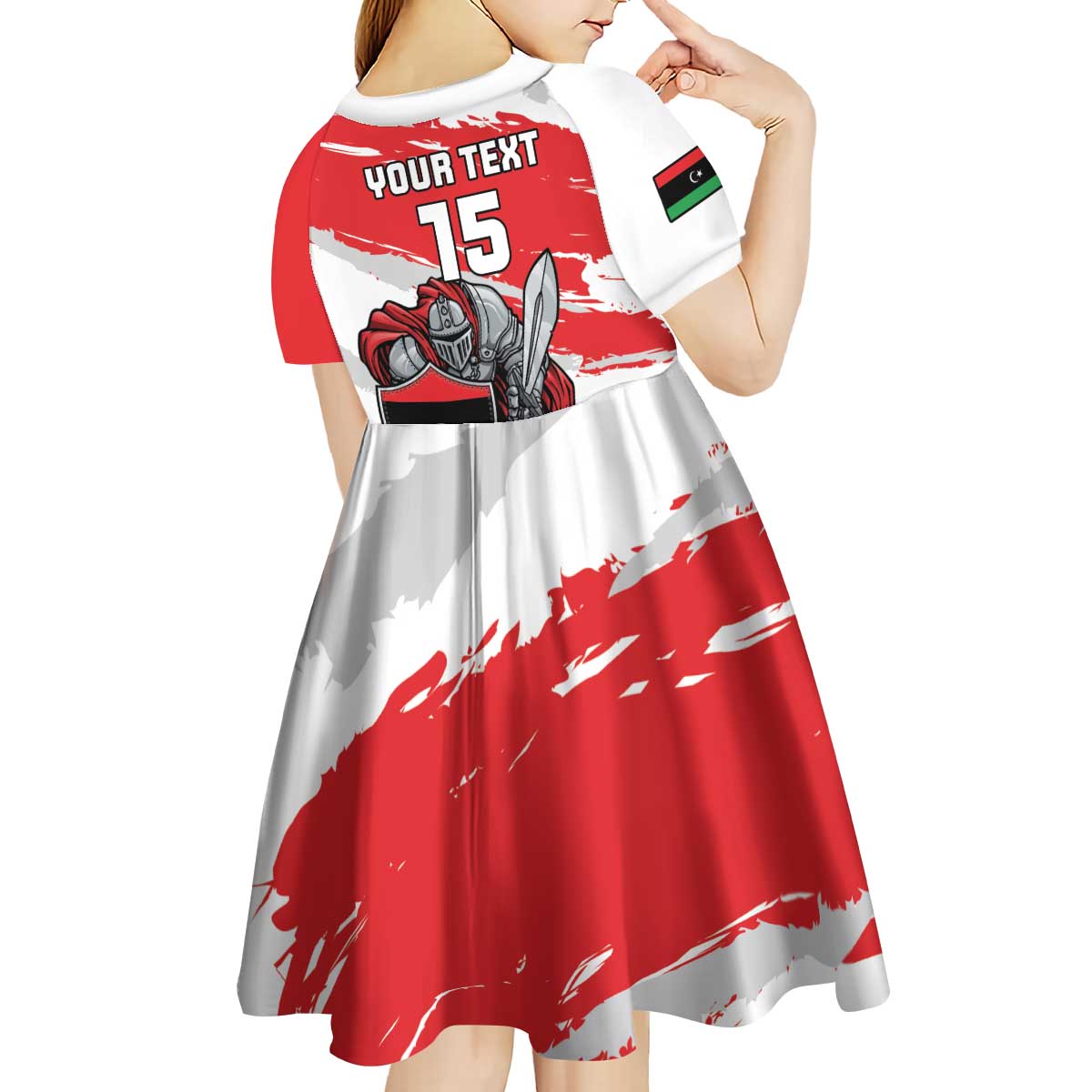 Custom Libya Football Kid Short Sleeve Dress Yalla Fursan Al-Mutawasit