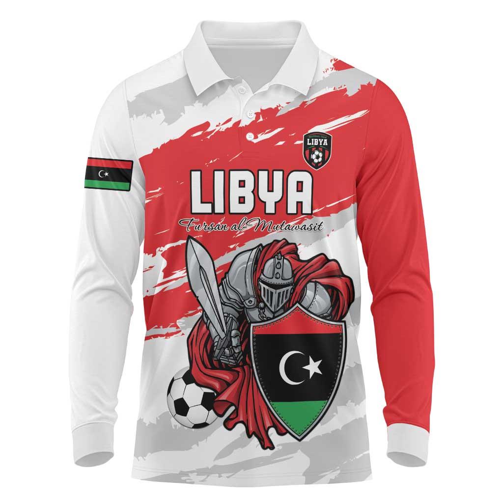 Custom Libya Football Long Sleeve Polo Shirt Yalla Fursan Al-Mutawasit
