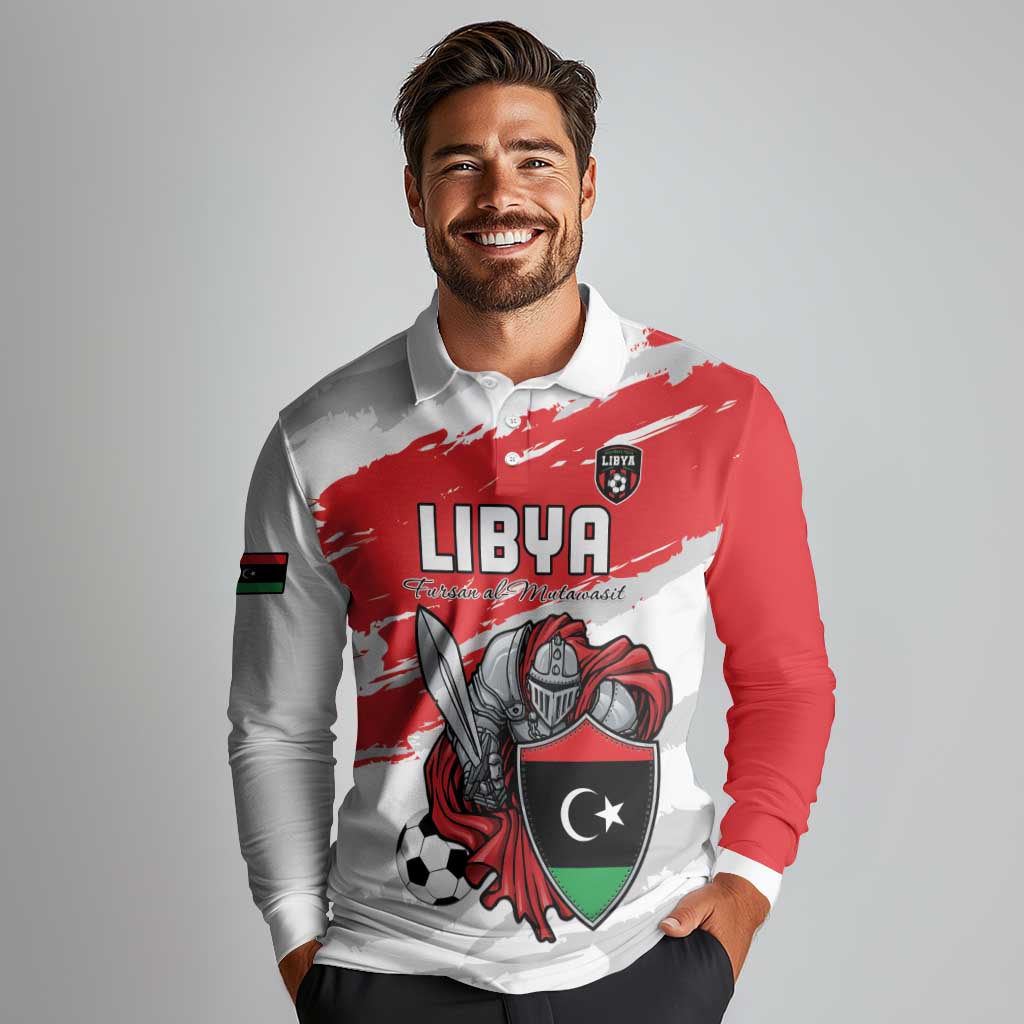 Custom Libya Football Long Sleeve Polo Shirt Yalla Fursan Al-Mutawasit