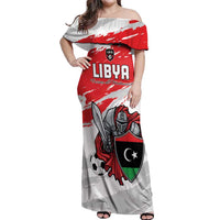 Custom Libya Football Off Shoulder Maxi Dress Yalla Fursan Al-Mutawasit