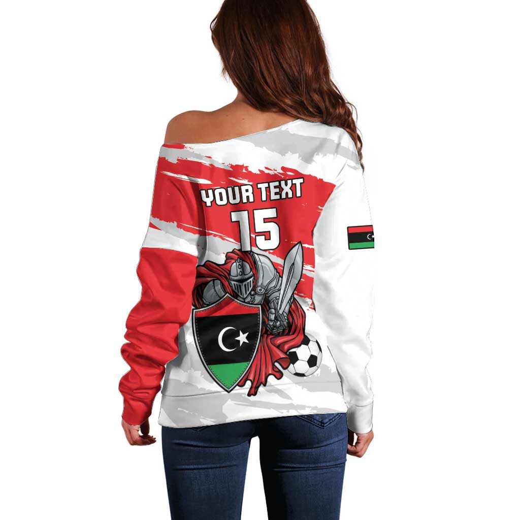 Custom Libya Football Off Shoulder Sweater Yalla Fursan Al-Mutawasit