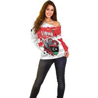 Custom Libya Football Off Shoulder Sweater Yalla Fursan Al-Mutawasit