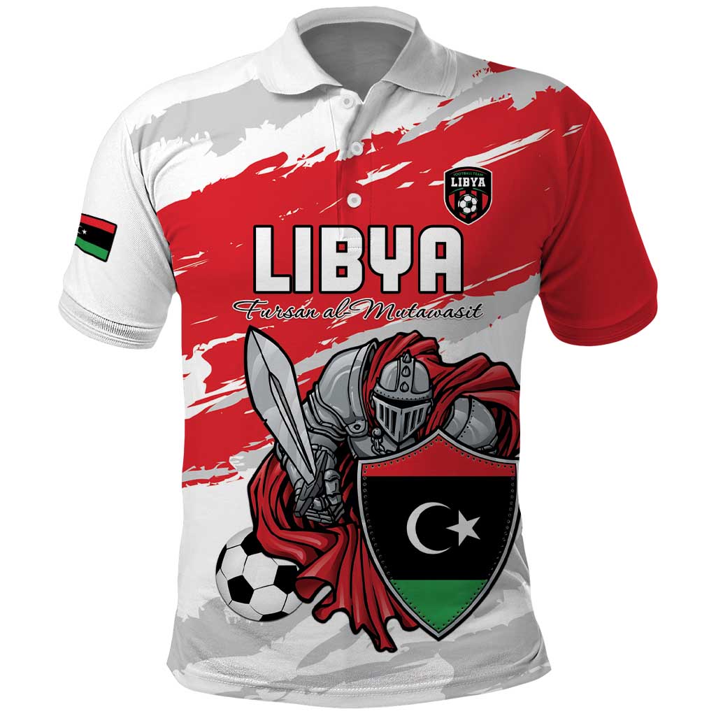 Custom Libya Football Polo Shirt Yalla Fursan Al-Mutawasit